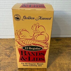 Golden Harvest Regular Mason Bands ONLY Screw 3” Gold Tone‎ Canning - Set Of 12